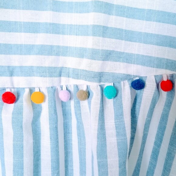 COTTON STRIPED POMPOM DRESS - Picture 8 of 13